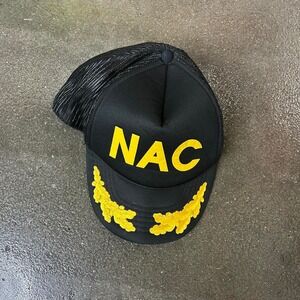 Vintage 90s Madhatter NAC Black Winged Trucker Hat